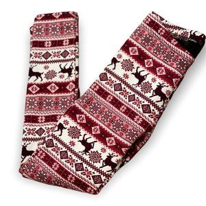 Just Cozy Red Holiday Faux Fur-Lined Winter Leggings (M)